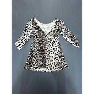 Tart V-Neck Top Women's Small Black Leopard Animal Print Modal Blend Stretch USA
